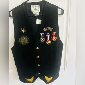 Gail Dauer Beverly Hills Vintage Military Style Suede Vest RARE!!! Couture Army